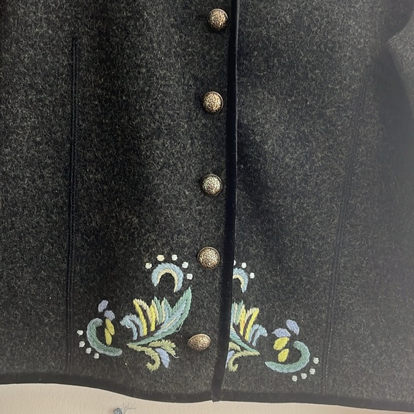 Icelandic Design‎ Wool Sweater Cardigan Embroidered Classic Artsy green S funky - Picture 5 of 8